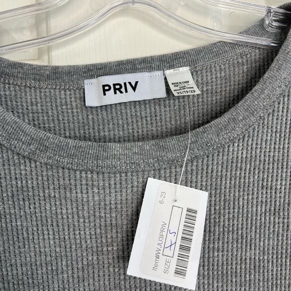 NWT Priv Grey Waffle Knit Dress XS Structured Shoulder - Picture 6 of 11
